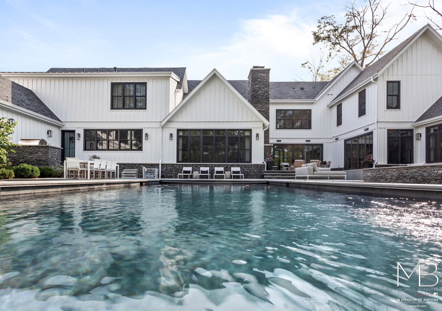 Image of the exterior of a custom estate home built by Michael Bennett Homes®