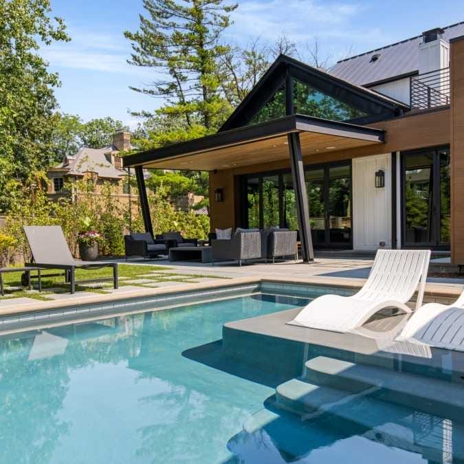 Covered Outdoor Living Space with Pool