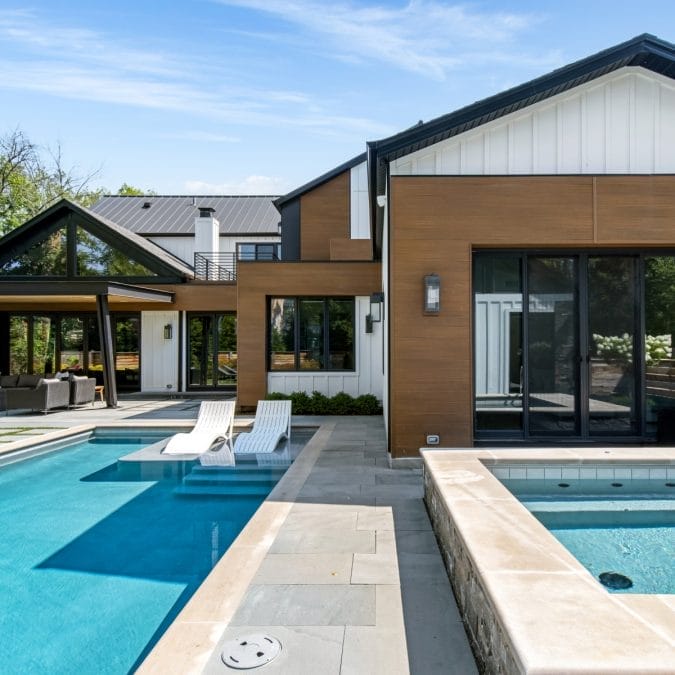 Outdoor Living Space with Pool and Hot Tub