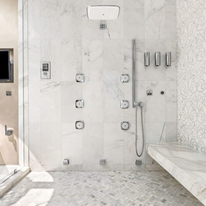 Seven Sprayer Shower with Bench Seating